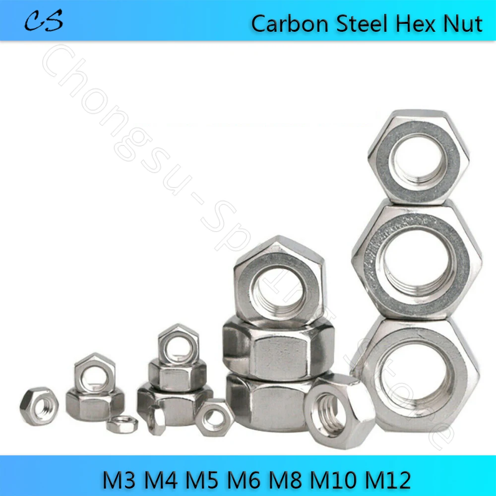 Hex Nut M3 M4 M5 M6 M8 M10 M12 Carbon Steel 8.8 Grade Hexagon Nuts Zinc-plating Metric Thread for Screws Bolts 
Hex Nut M3 M4 M5 M6 M8 M10 M12 Carbon Steel 8.8 Grade Hexagon Nuts Zinc-plating Metric Thread for Screws Bolts