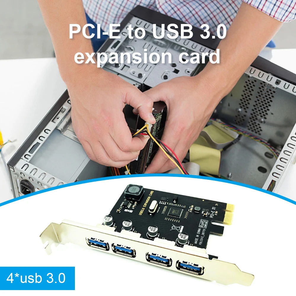 4 port USB 3.0 PCI-E Expansion Card PCI Express PCIe USB 3.0 Hub Adapter For Windows XP / Vista /Win7/8/10 Server 2008 or later
4 port USB 3.0 PCI-E Expansion Card PCI Express PCIe USB 3.0 Hub Adapter For Windows XP / Vista /Win7/8/10 Server 2008 or later