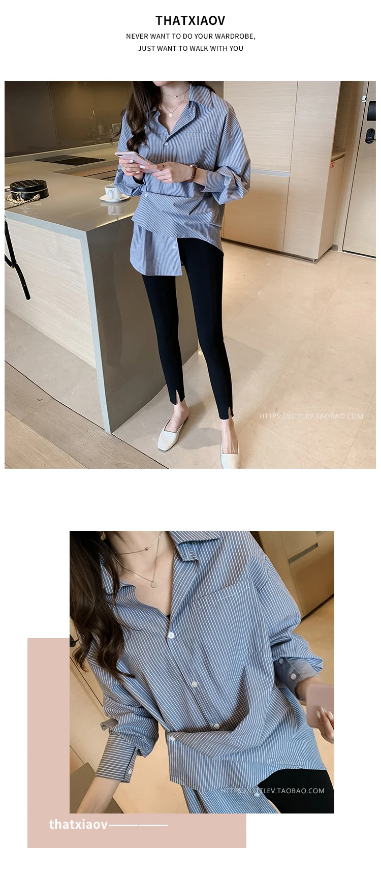 Women's Blouses Top Korean Shirt New Plus Size Comfortable Casual Fashion Tops Long-sleeved Blouse Stripe Blended 
Women's Blouses Top Korean Shirt New Plus Size Comfortable Casual Fashion Tops Long-sleeved Blouse Stripe Blended