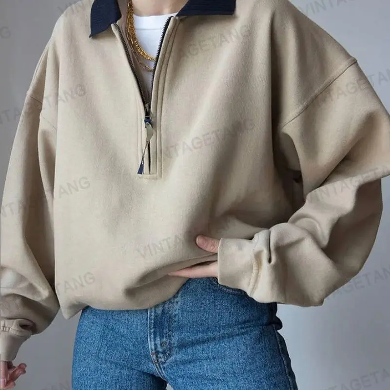 American Vintage Designer Solid POLO Shirt Sweatshirt Oversized Casual Streetwear Long Sleeve Tops 2021 Korean Fashion Clothes
American Vintage Designer Solid POLO Shirt Sweatshirt Oversized Casual Streetwear Long Sleeve Tops 2021 Korean Fashion Clothes