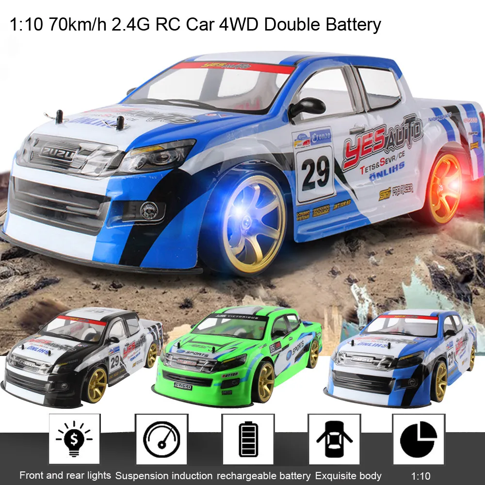 1:10 70km/h 2.4g Rc Car 4wd Double Battery High Power Led Headlight Racing Truck Kid Mini Cars Boy Toys Gift Diecasts Toy
1:10 70km/h 2.4g Rc Car 4wd Double Battery High Power Led Headlight Racing Truck Kid Mini Cars Boy Toys Gift Diecasts Toy