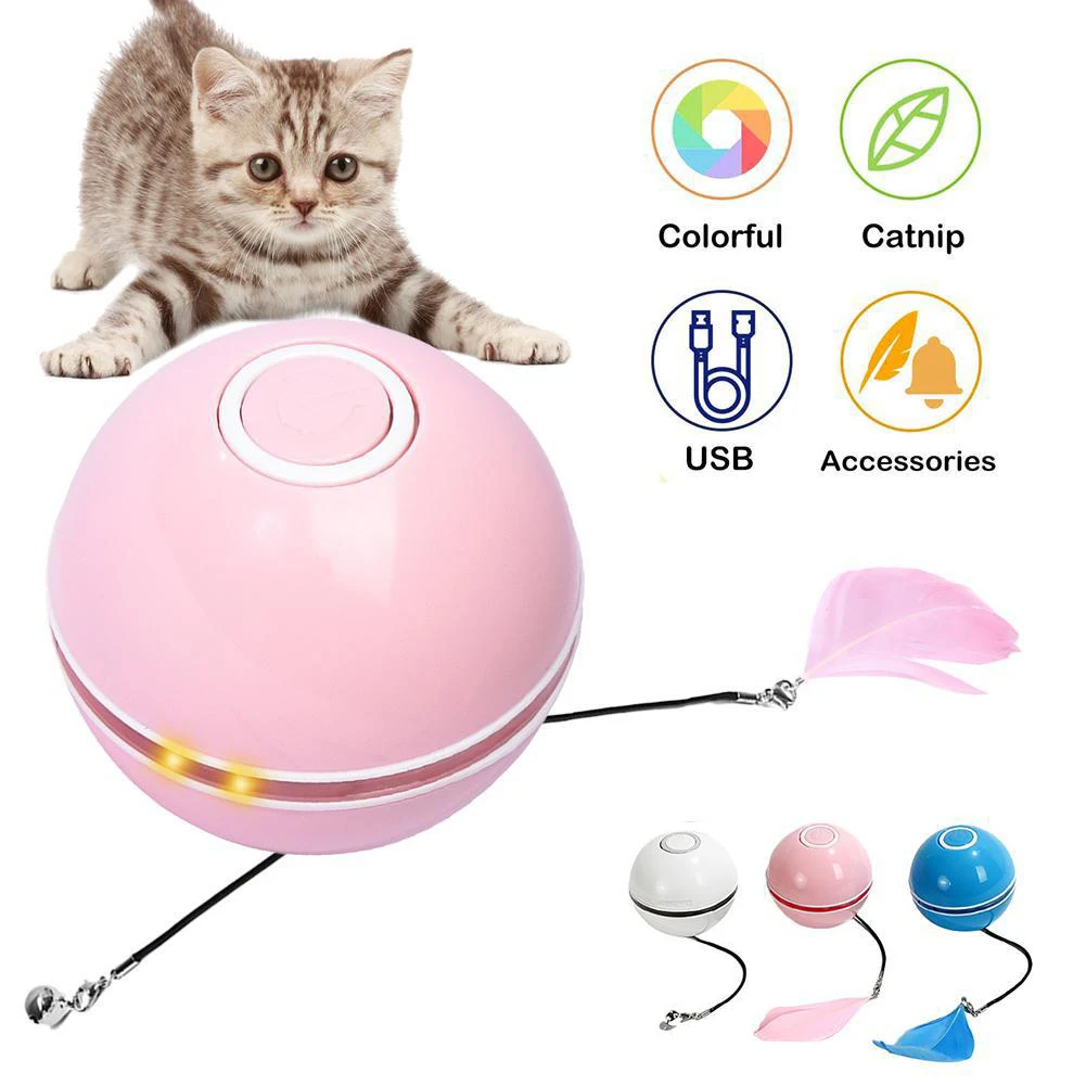Interactive Cat Toys Ball Smart Automatic RollingToys USB Rechargeable Self Rotating Colorful Led Feather Bells Toys for Cats
Interactive Cat Toys Ball Smart Automatic RollingToys USB Rechargeable Self Rotating Colorful Led Feather Bells Toys for Cats