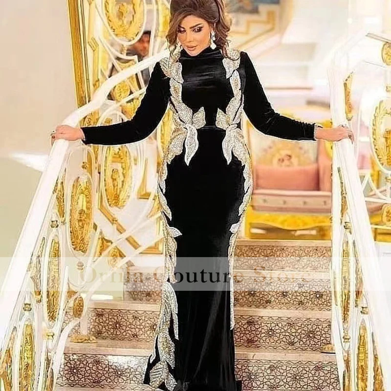Modest Robe De Soirée Velvet Prom Dresses Mermaid Beads Long Sleeves Muslim Evening Gown for Women Party Saudi Arabic DressWear
Modest Robe De Soirée Velvet Prom Dresses Mermaid Beads Long Sleeves Muslim Evening Gown for Women Party Saudi Arabic DressWear