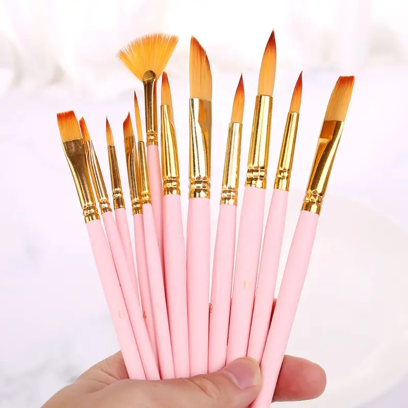 12pcs/set Paint Brushes Fine Nylon Hair Round Filbert Angel Flat Watercolor Gouache Paintbrushes for Acrylic Oil Painting Art To
12pcs/set Paint Brushes Fine Nylon Hair Round Filbert Angel Flat Watercolor Gouache Paintbrushes for Acrylic Oil Painting Art To