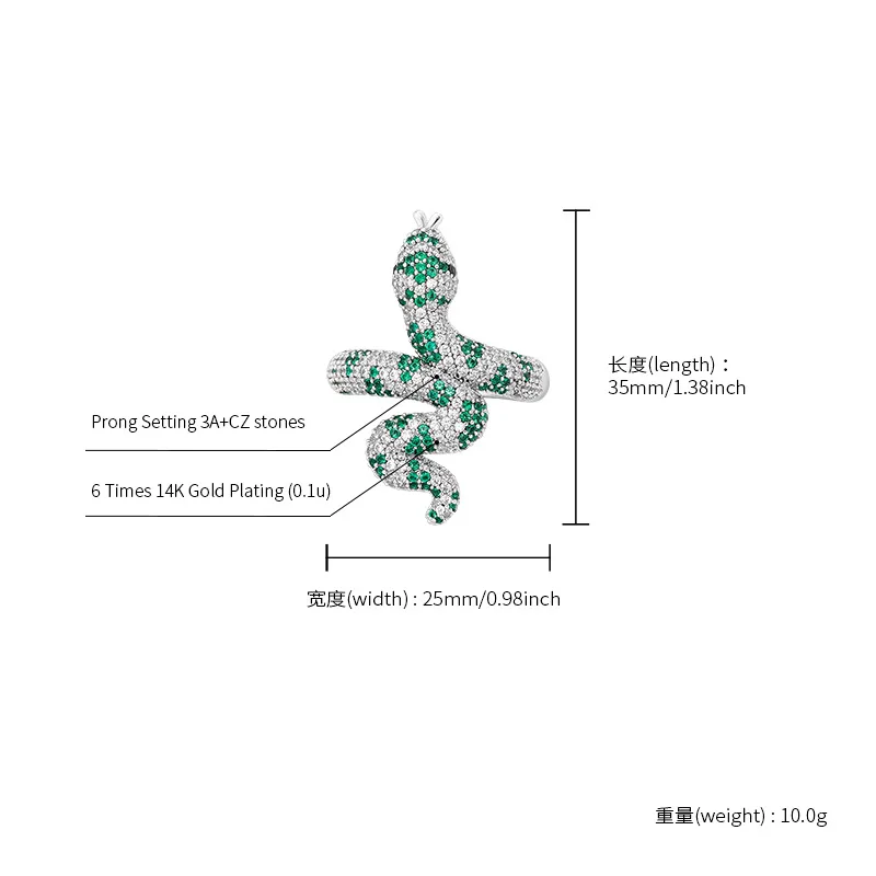 Zciti New Snake Ring High Quality Iced Out Charm Cubic Zirconia Fashion Men's Ring Hip hop RING Rock Jewelry For Women Men Gifts
Zciti New Snake Ring High Quality Iced Out Charm Cubic Zirconia Fashion Men's Ring Hip hop RING Rock Jewelry For Women Men Gifts