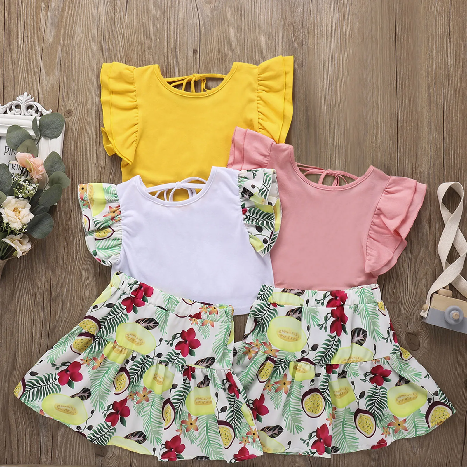 Toddler Kids Baby Set Girls Floral Print Ruffled Sleeveless Round Neck High Waist Dress Outfits Sets sukienka dla dziewczynki E1
Toddler Kids Baby Set Girls Floral Print Ruffled Sleeveless Round Neck High Waist Dress Outfits Sets sukienka dla dziewczynki E1