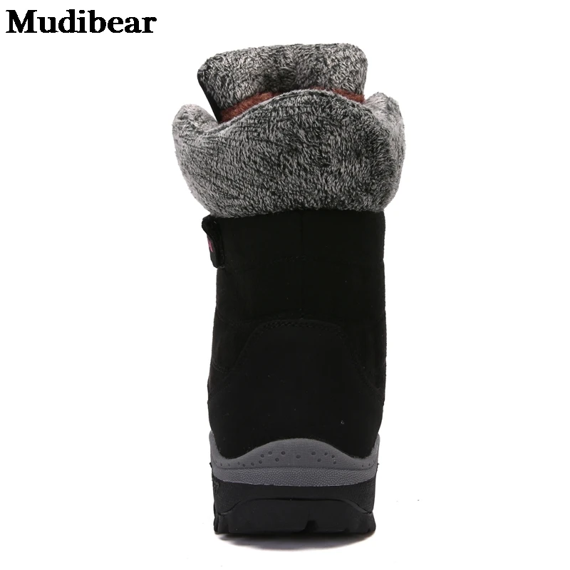 Mudibear 2020 New Women Boots High Quality Leather Suede Winter Boots Women Keep Warm Lace-up Waterproof Snow Boots Botas Mujer