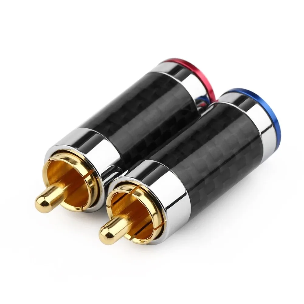 Hi-Fi RCA разъемы Мужской углеродного волокна позолота Медь адаптер для сращивания