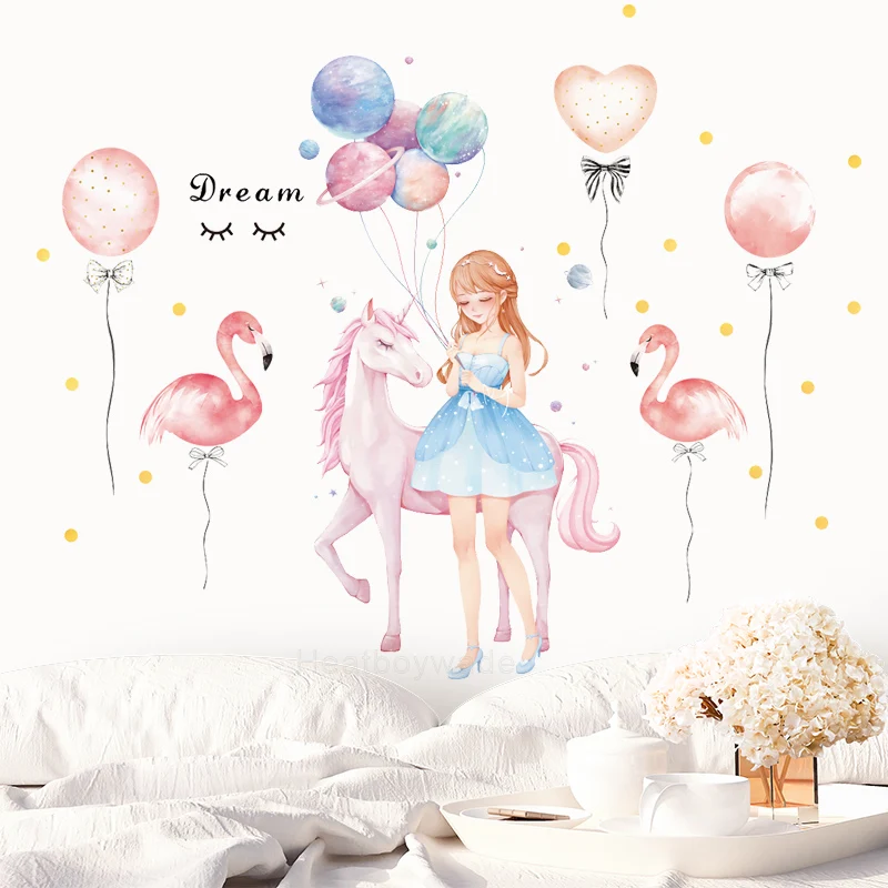 Cartoon Flamingo Unicorn Balloon Wall Stickers for Girls rooms Bedroom Background Tile Wall Decor Room Decoration PVC Decals
Cartoon Flamingo Unicorn Balloon Wall Stickers for Girls rooms Bedroom Background Tile Wall Decor Room Decoration PVC Decals