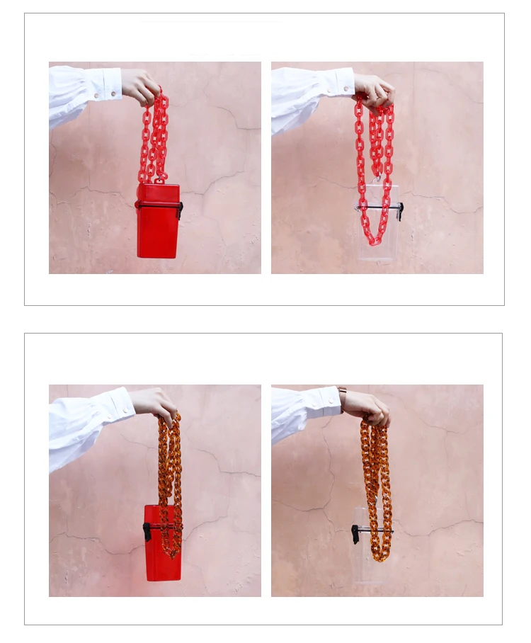 Fashion Acrylic Bag Chains Clear Box Bags Women Small Phone Purses Mini ABS Shoulder Bag Girls Transparent Messenger Bag
Fashion Acrylic Bag Chains Clear Box Bags Women Small Phone Purses Mini ABS Shoulder Bag Girls Transparent Messenger Bag