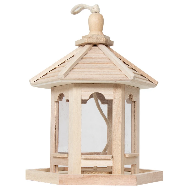 

Outdoor Durable Wooden Plastic Hanging Transparent Bird Feeder House Food Case Pet Mount House Type Pet Birdhouse Pet Water Feed