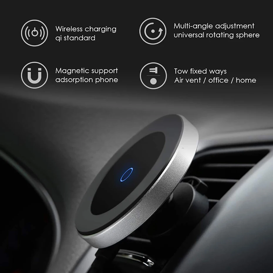 New 15W Fast Charging Magnetic Wireless Car Charger 360 Degree Rotation QI Wireless Charging Air Vent Dashboard Car Phone Holder
New 15W Fast Charging Magnetic Wireless Car Charger 360 Degree Rotation QI Wireless Charging Air Vent Dashboard Car Phone Holder