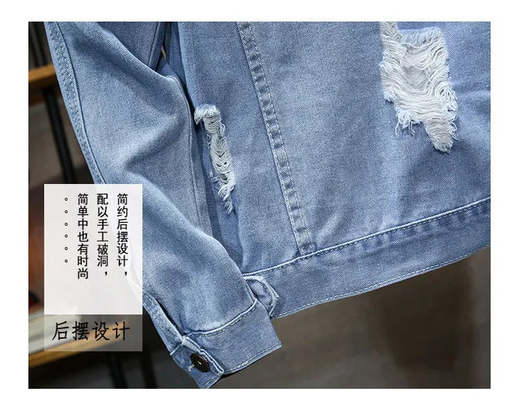 High quality Bomber Denim Jacket Men'S Ripped Holes Lt Blue Jean Jackets New 2020 Autumn/Spring Garment Washed Mens Denim Coat
High quality Bomber Denim Jacket Men'S Ripped Holes Lt Blue Jean Jackets New 2020 Autumn/Spring Garment Washed Mens Denim Coat