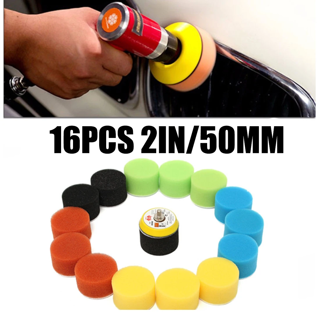 Hot Sale 16pcs Sponge Polishing Pad For Car Polisher 2 Inch 50mm Waxing Buffing Tool Kit Brand New And High Quality
Hot Sale 16pcs Sponge Polishing Pad For Car Polisher 2 Inch 50mm Waxing Buffing Tool Kit Brand New And High Quality