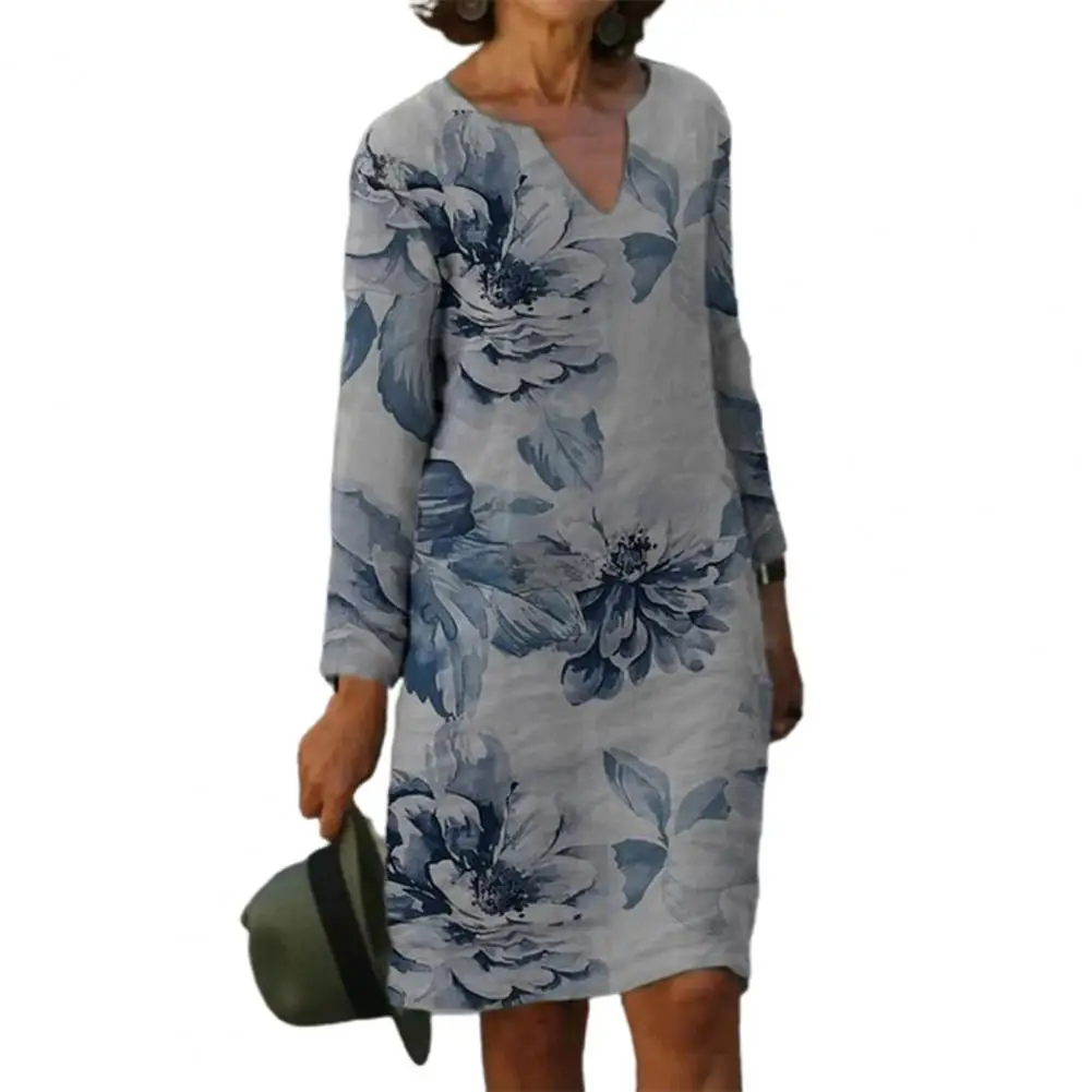 Loose Women Dress V-Neck Long Sleeve Floral Print Female Midi Dress Spring Autumn Ladies Party Dresses Streetwear
Loose Women Dress V-Neck Long Sleeve Floral Print Female Midi Dress Spring Autumn Ladies Party Dresses Streetwear