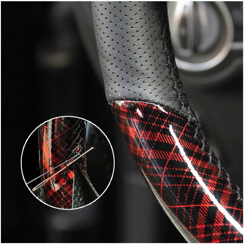 KKYSYELVA DIY Hand-stitched carbon fiber crystal leather steering wheel cover is suitable for 37-38CM automobile steering wheel
KKYSYELVA DIY Hand-stitched carbon fiber crystal leather steering wheel cover is suitable for 37-38CM automobile steering wheel