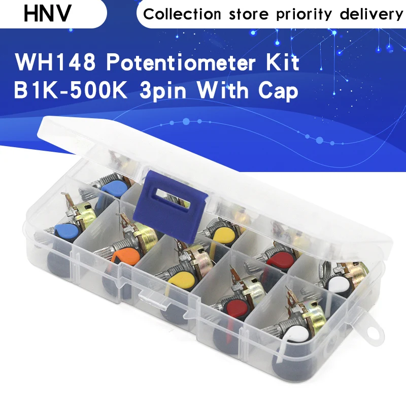 Набор потенциометров WH148, B1K, 2K, 5K, 10K, 20K, 50K, 100K, 500K, 1 м, 15 мм, Линейный Конус, роторный потенциометр, резистор, набор, 3 контакта с крышкой
Набор потенциометров WH148, B1K, 2K, 5K, 10K, 20K, 50K, 100K, 500K, 1 м, 15 мм, Линейный Конус, роторный потенциометр, резистор, набор, 3 контакта с крышкой