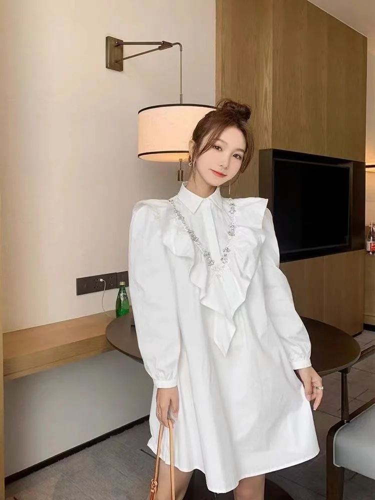 2021 New French Heavy Industry Ruffled Diamond Shirt Puff Sleeve Rhinestone Western Style Slimming Girl's Dress
2021 New French Heavy Industry Ruffled Diamond Shirt Puff Sleeve Rhinestone Western Style Slimming Girl's Dress