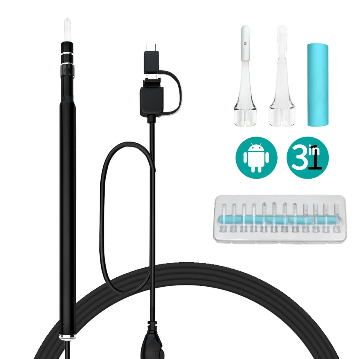 3 in 1 Earwax Cleaning Endoscope USB 5.5mm Visual Earpick HD Camera Spoon Otoscope Ear Cleaner
3 in 1 Earwax Cleaning Endoscope USB 5.5mm Visual Earpick HD Camera Spoon Otoscope Ear Cleaner