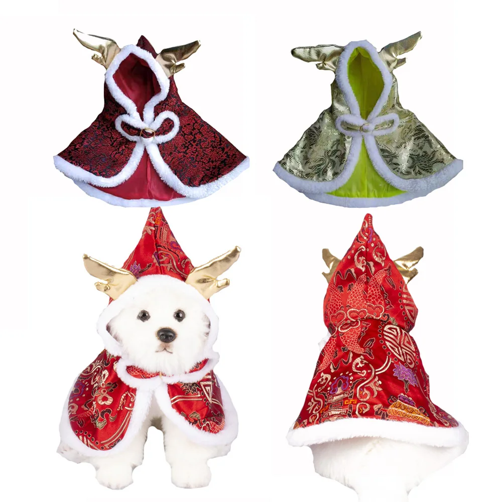 Pet Dog Cat Cloak Clothes Satin Embroidery Christmas Halloween Chinese Style Pet Dogs Cats Hooded Cape Costume For Small Dog
Pet Dog Cat Cloak Clothes Satin Embroidery Christmas Halloween Chinese Style Pet Dogs Cats Hooded Cape Costume For Small Dog