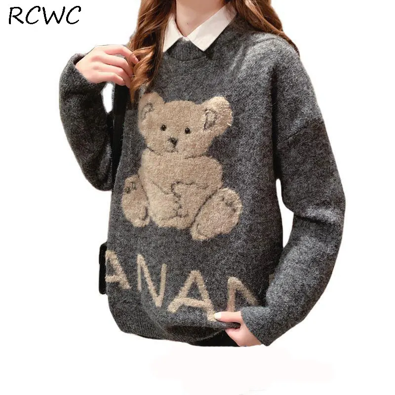 Women Japan Style Fall Cartoon Bear Embroidery Pullover Knitting Sweater Female Casual Warm Harajuku Sweet Kawaii Winter Clothes
Women Japan Style Fall Cartoon Bear Embroidery Pullover Knitting Sweater Female Casual Warm Harajuku Sweet Kawaii Winter Clothes
