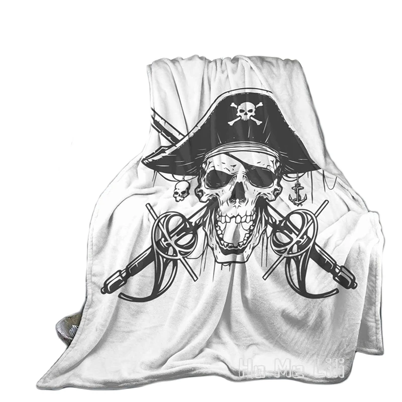 

Skeleton Pirate Illustration Ultra-soft Warm Flannel Blanket Decorative For Women Men Bed Couch Sofa All Season Gifts