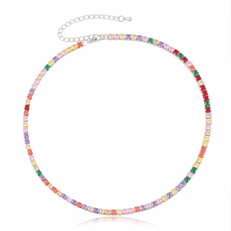 2021 Bohemia stylish delicate necklace rainbow tennis cz jewelry shiny cubic zirconia fashion women choker necklace chain
2021 Bohemia stylish delicate necklace rainbow tennis cz jewelry shiny cubic zirconia fashion women choker necklace chain