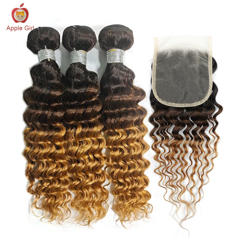 Ombre T1b/4/27 Deep Wave Bundles With Closure 4x4 Size Transparent Lace Closure With Bundles Brazilian Remy Human Hair
Ombre T1b/4/27 Deep Wave Bundles With Closure 4x4 Size Transparent Lace Closure With Bundles Brazilian Remy Human Hair