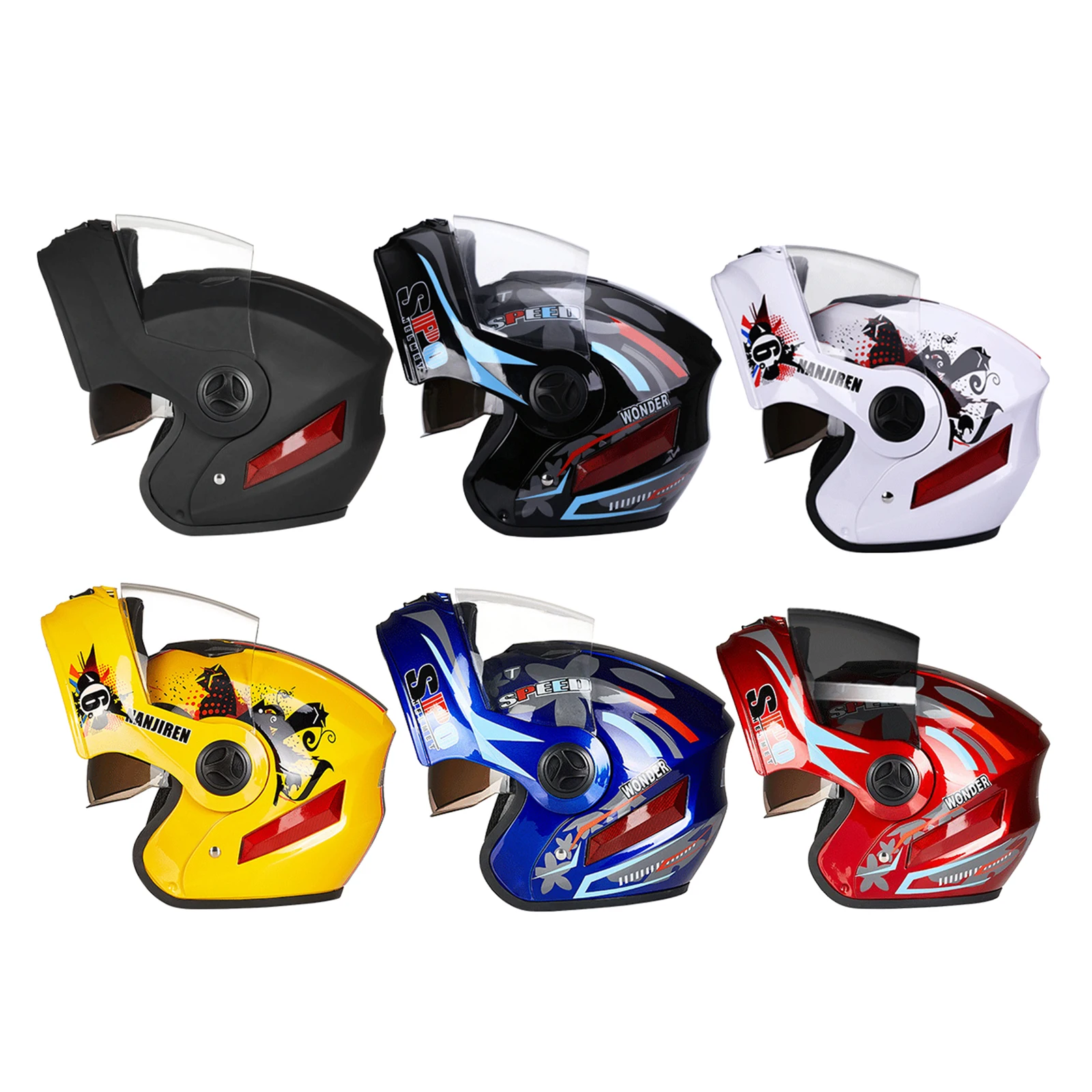 Motorcycle Helmets Modular Flip up Dual Visors Full Face Helmets Double Air Vents One Size
Motorcycle Helmets Modular Flip up Dual Visors Full Face Helmets Double Air Vents One Size