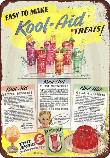 

1946 Kool aid treats ad vintage look reproduction metal sign 8 x 12 made USA (20x30cm)
