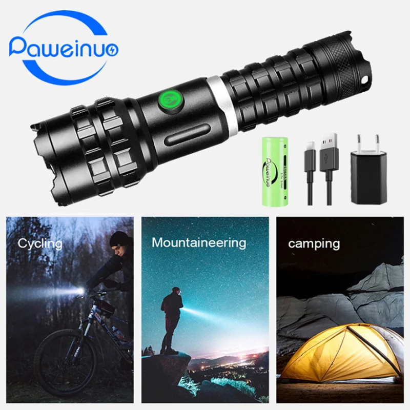 Высокомощный светодиодный тактический фонарь Paweinuo 18650, перезаряжаемый фонарь XHP70 XHP90, 100000 люмен, фонарик с Usb, мощный яркий фонарь
Высокомощный светодиодный тактический фонарь Paweinuo 18650, перезаряжаемый фонарь XHP70 XHP90, 100000 люмен, фонарик с Usb, мощный яркий фонарь