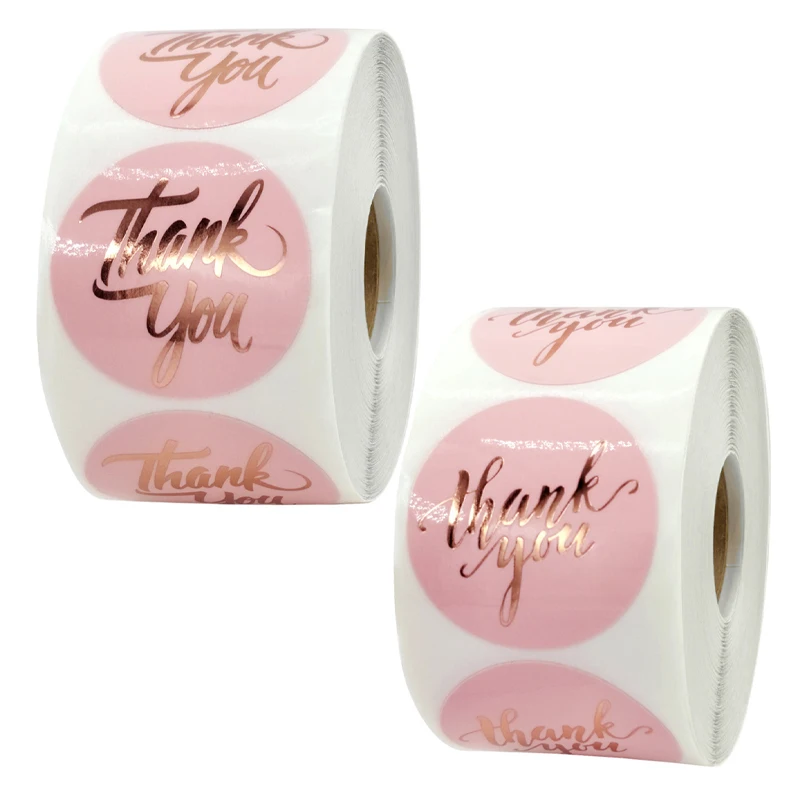 

500 шт./рулон розового цвета спасибо наклейки конверт клейкие этикетки для запечатывания упаковочная Подарочная коробка, декоративные накле...