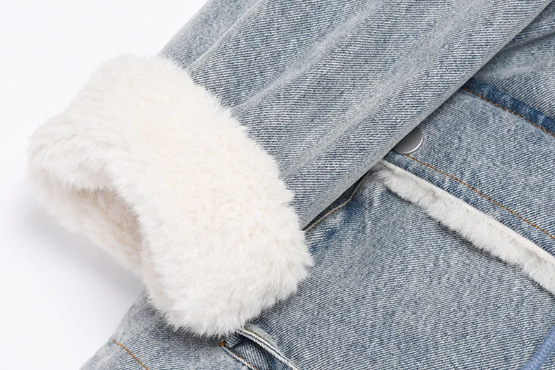 Faux Loose Fit Lambswool Denim Big Size Thick Jacket New Lapel Long Sleeve Women Coat Fashion Autumn Winter 2021 1DD1012
Faux Loose Fit Lambswool Denim Big Size Thick Jacket New Lapel Long Sleeve Women Coat Fashion Autumn Winter 2021 1DD1012