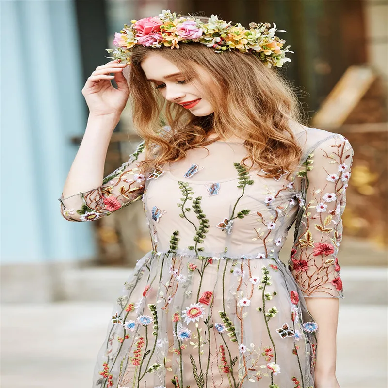 Women Elegant Floral Flower Embroidery Half Sleeve Fashion Long Mesh Dresses Casual Streetwear 2021 Summer Beach Dress
Women Elegant Floral Flower Embroidery Half Sleeve Fashion Long Mesh Dresses Casual Streetwear 2021 Summer Beach Dress