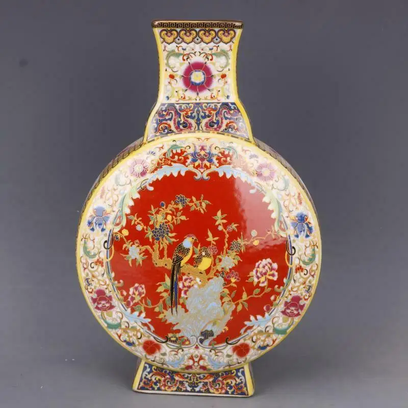 Chinese Red Enamel Porcelain Bird Flowers Circular Vase 10.2 inch Home Decoration Ornaments
Chinese Red Enamel Porcelain Bird Flowers Circular Vase 10.2 inch Home Decoration Ornaments