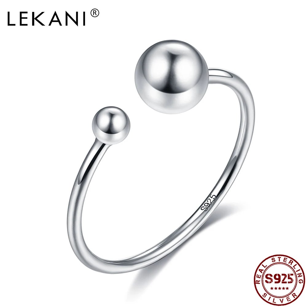 LEKANI 925 Sterling Silver Big And Small Balls Ring Minimalist Open Adjustable Finger Rings For Women Party Female Fine Jewelry
LEKANI 925 Sterling Silver Big And Small Balls Ring Minimalist Open Adjustable Finger Rings For Women Party Female Fine Jewelry