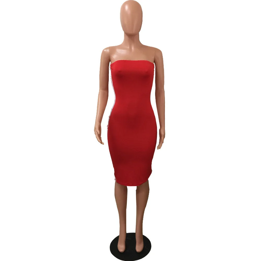 Side White Striped Spliced Women Dress Summer Sexy Wrap Chest Off The Shoulder Bandage Dresses Elegant Strapless Open Back Dress
Side White Striped Spliced Women Dress Summer Sexy Wrap Chest Off The Shoulder Bandage Dresses Elegant Strapless Open Back Dress