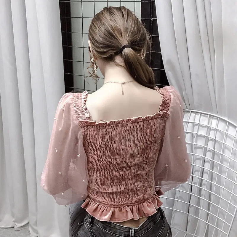 Lace Patchwork Ruffles Blouse 2021 Summer Sexy Perspective Single Breasted Blusas Korean Puff Long Sleeve Shirt Feminino 148
Lace Patchwork Ruffles Blouse 2021 Summer Sexy Perspective Single Breasted Blusas Korean Puff Long Sleeve Shirt Feminino 148