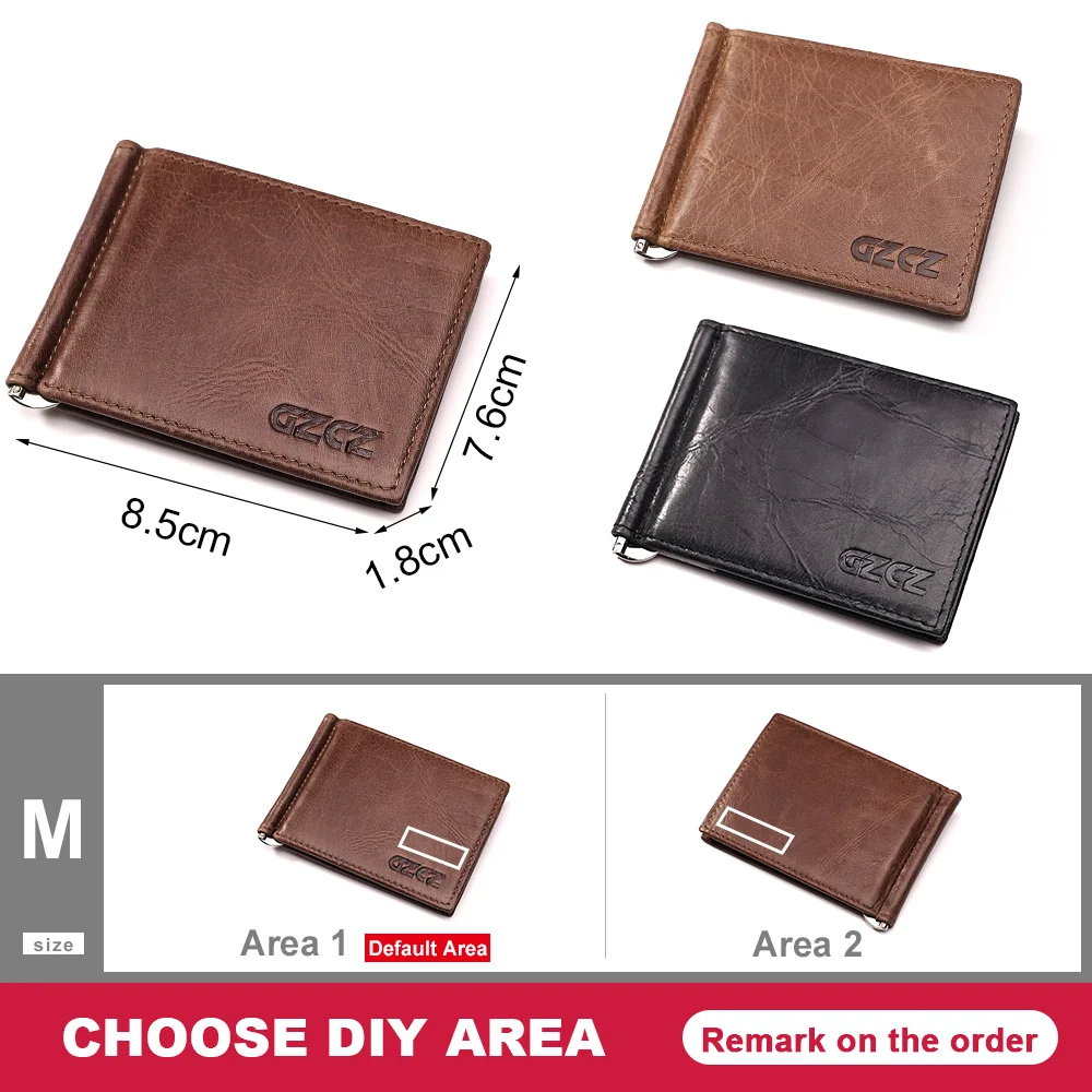GZCZ натуральная кожа тонкий мужской кошелек для кредитных карт зажим денег