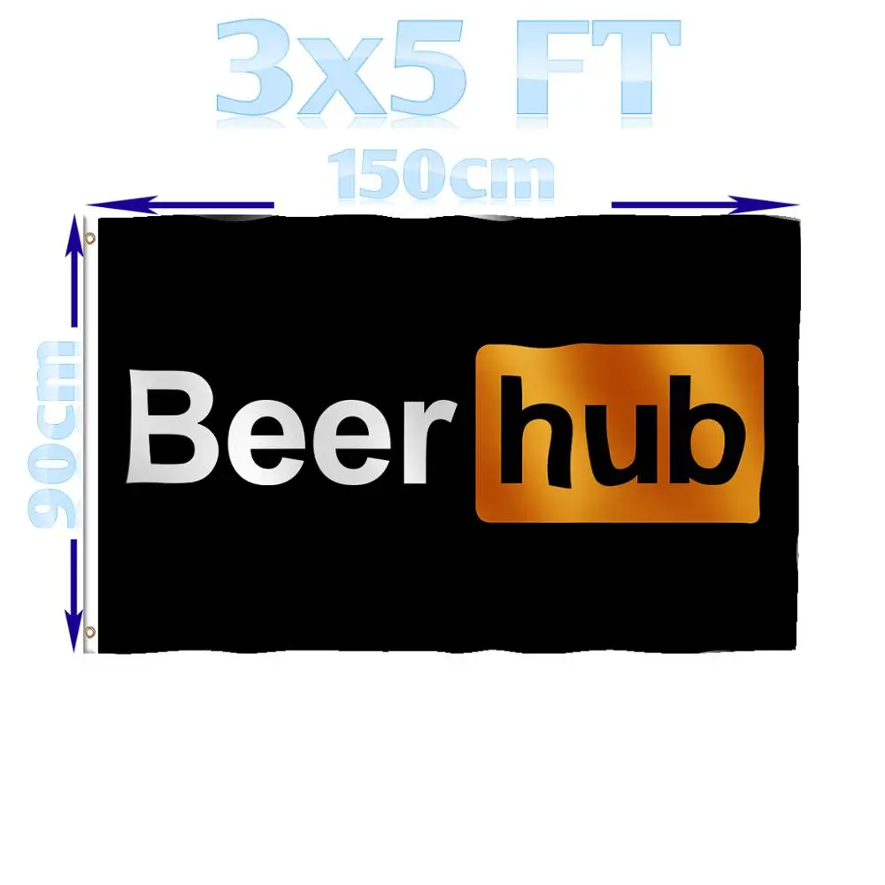 

BENFACTORY Store 3x5 Ft Wub Pron Beer Hub Flag Single Layer 100D Polyester Brass Grommets Indoor Outdoor