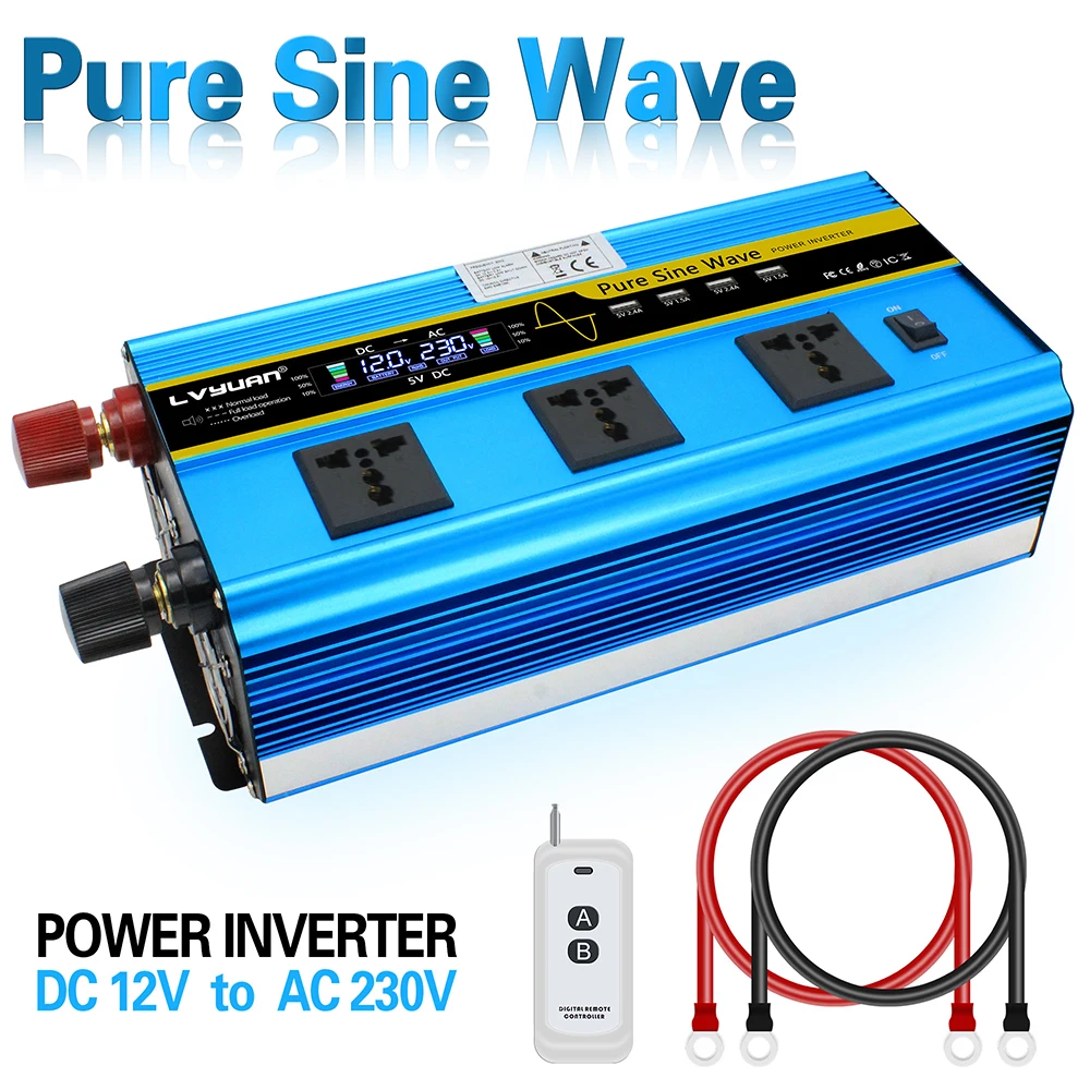 12000W Pure Sine Wave Inverter DC 12V/24V to AC 220V 230V LCD voltage display solar power converter transformer universal socket
12000W Pure Sine Wave Inverter DC 12V/24V to AC 220V 230V LCD voltage display solar power converter transformer universal socket