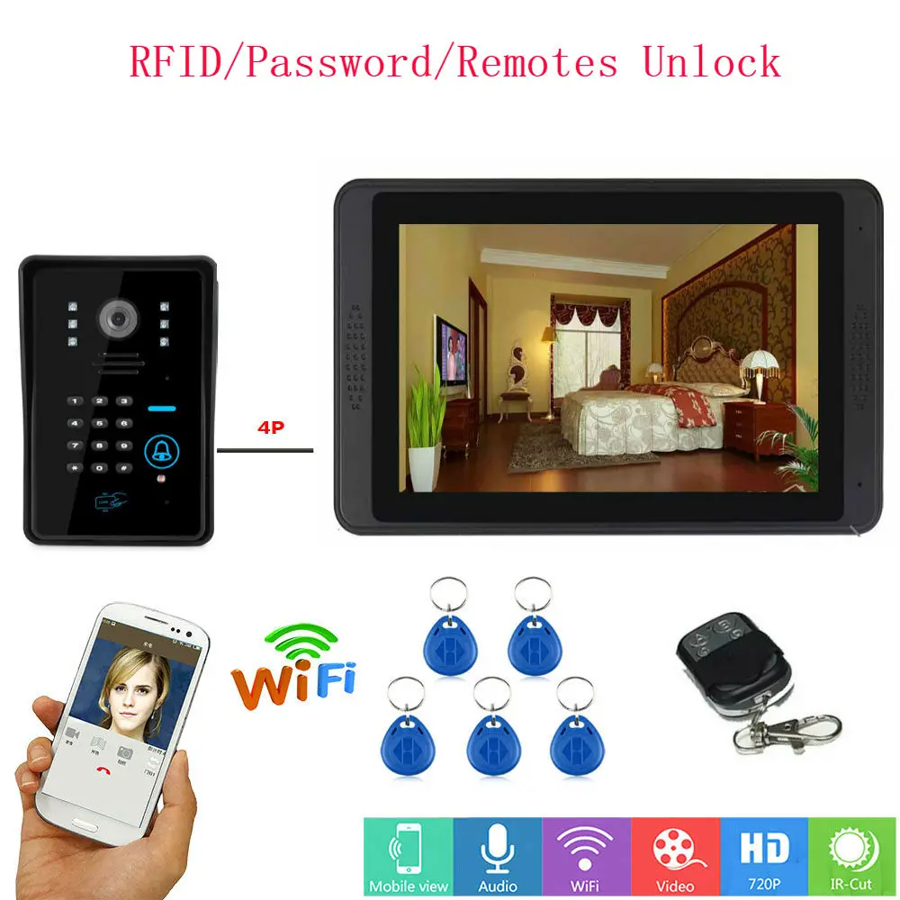 

SmartYIBA 7inch Password RFID Remotes Control Video Record Door Access Entry System WiFi Doorphone Video Intercom Doorbell Kits