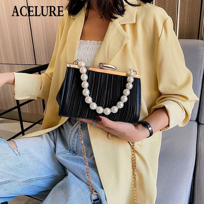 ACELUREPearl Chain Handbags for Women Fashoin Solid PU Leather Hasp Shoulder Crossbody Bags Elegant Ladies Messenger Bags Purse
ACELUREPearl Chain Handbags for Women Fashoin Solid PU Leather Hasp Shoulder Crossbody Bags Elegant Ladies Messenger Bags Purse