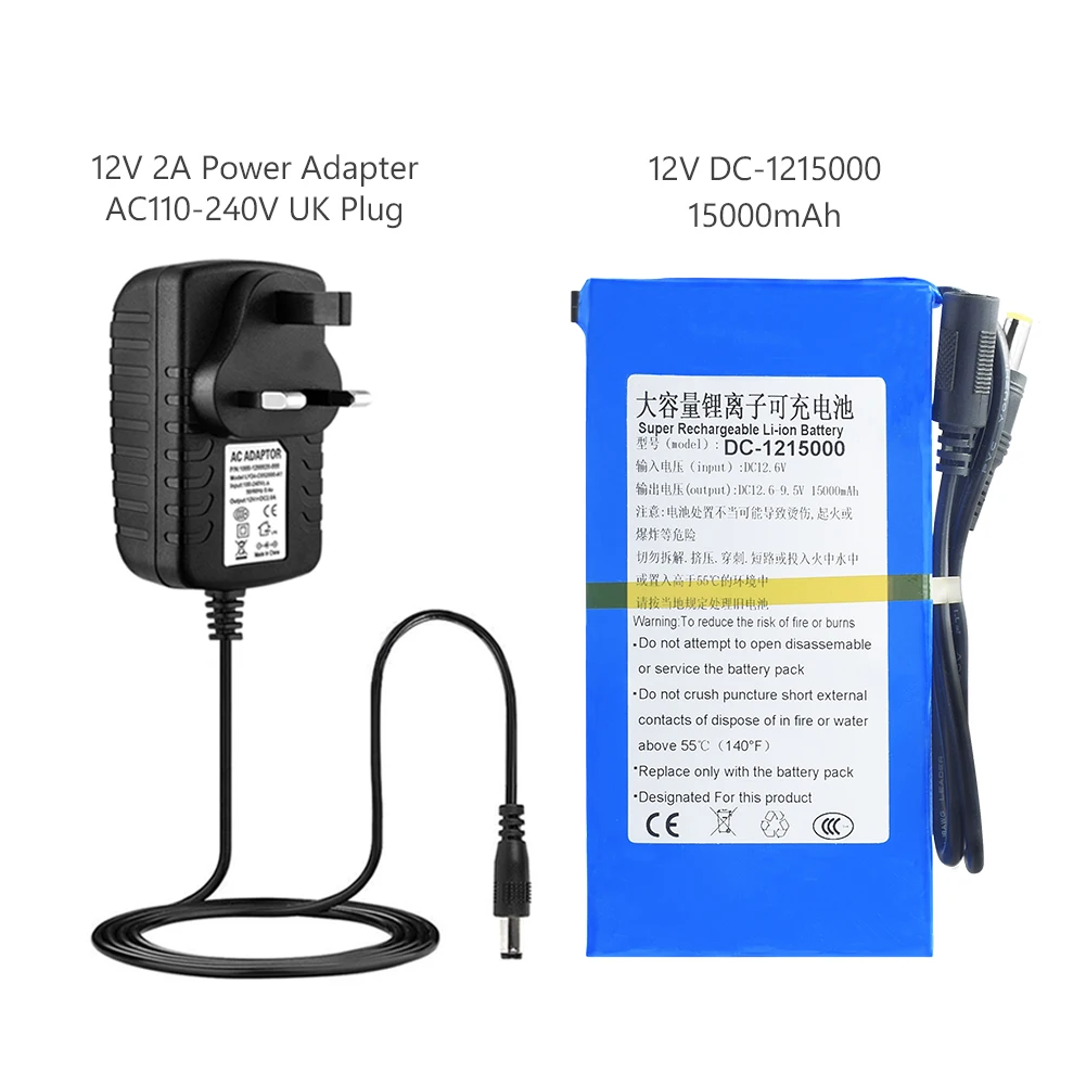 Новый DC121500 высокое качество 12 6 v 15Ah литий ионная аккумуляторная батарея DC 12V 15000mAh