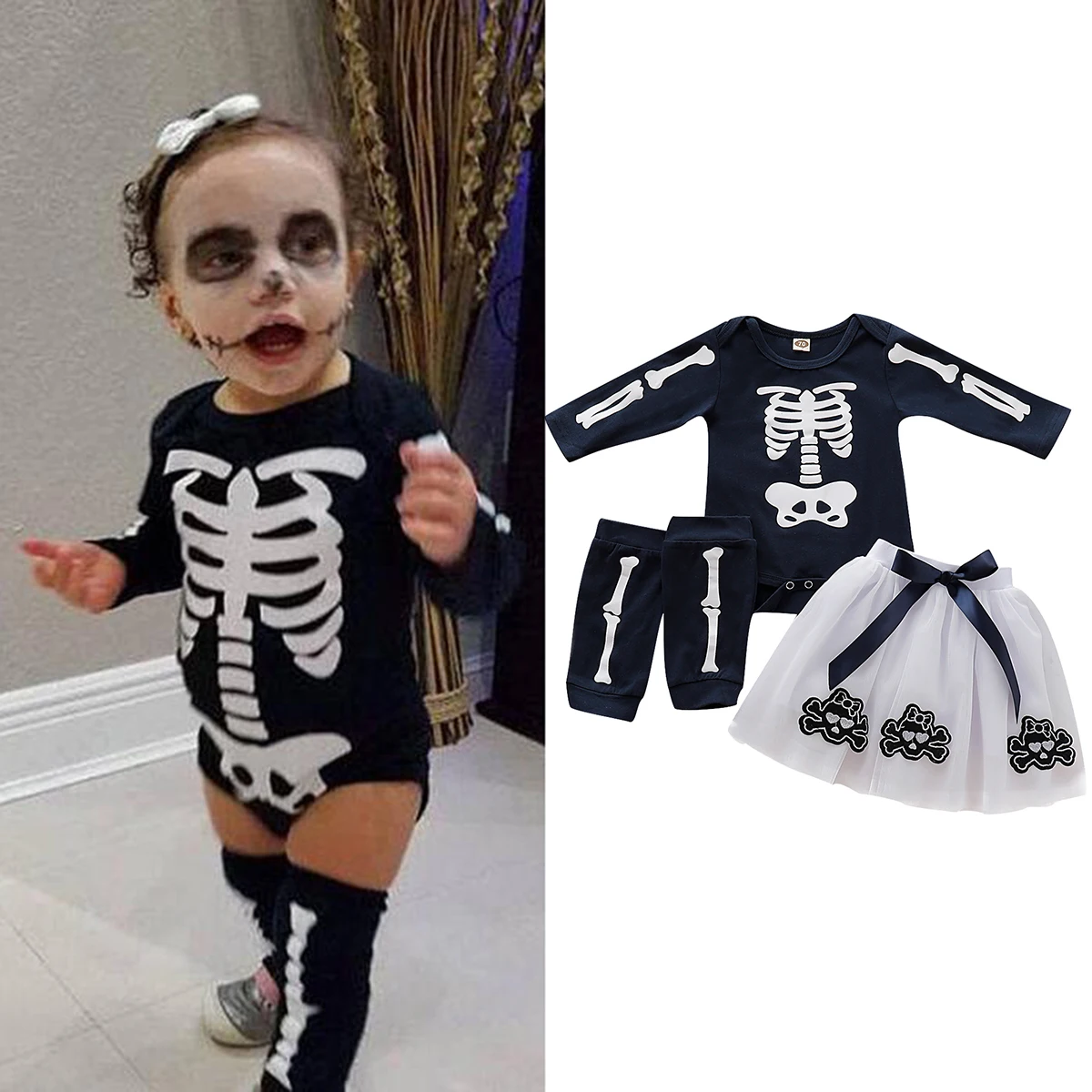 Halloween Baby Cotton Clothing Set Toddler Baby Girls Romper Appliques Skull Skirt Leggings Halloween Outfits Set
Halloween Baby Cotton Clothing Set Toddler Baby Girls Romper Appliques Skull Skirt Leggings Halloween Outfits Set