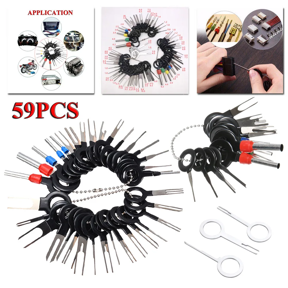 59Pcs Car Terminal Removal Kit Wiring Crimp Connector Pin Extractor Puller Terminal Repair Professional Tools Ship Fast delivery
59Pcs Car Terminal Removal Kit Wiring Crimp Connector Pin Extractor Puller Terminal Repair Professional Tools Ship Fast delivery