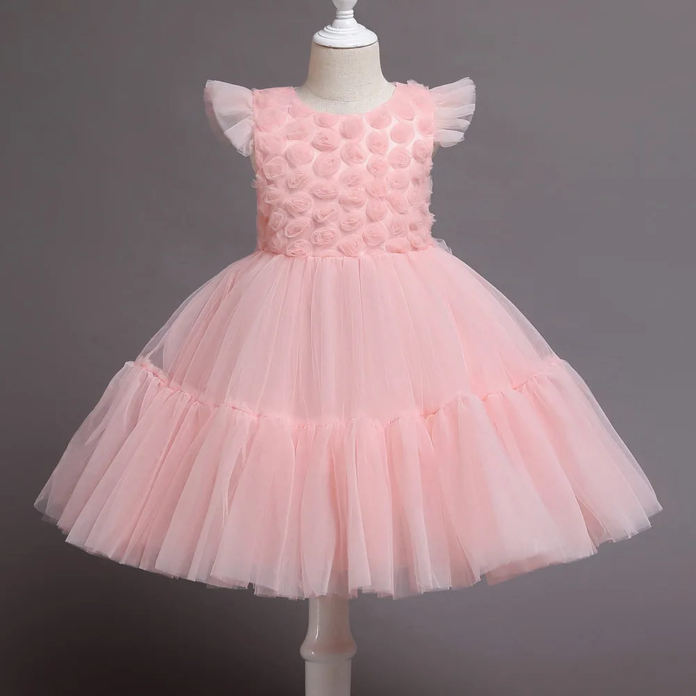 

Платье принцессы с аппликацией для девочек, платье-пачка с пышными рукавами для детей 2-10 лет, детский праздничный церемониальный костюм на ...