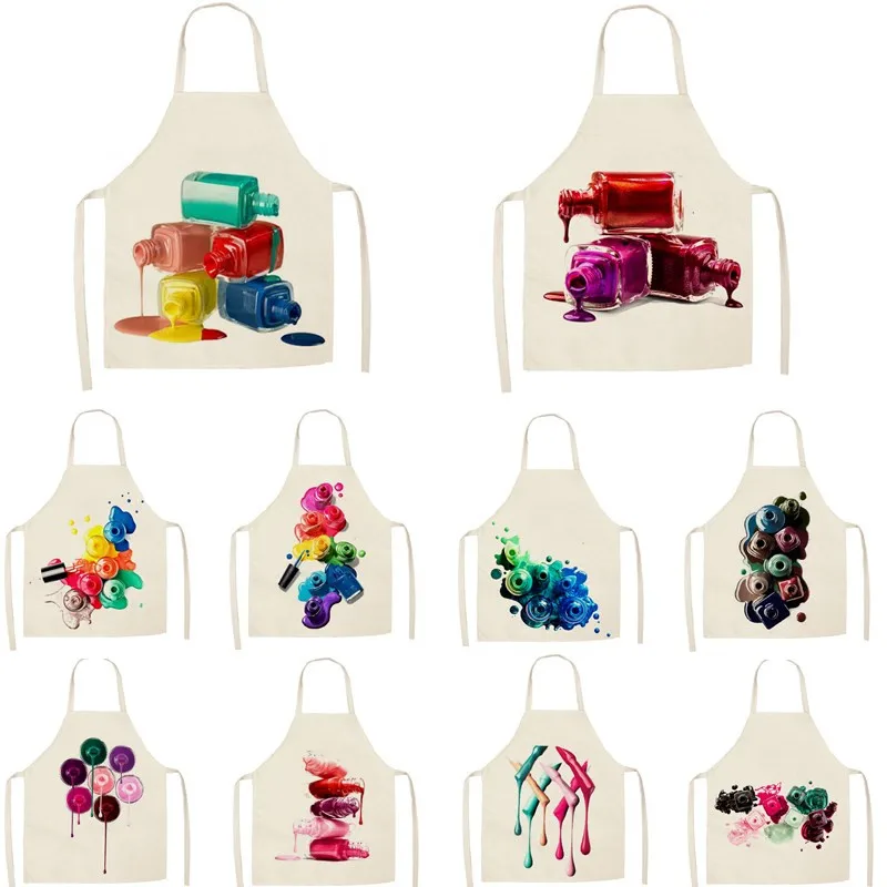 1Pcs Kitchen Apron Colorful Nail Polish women Printed Sleeveless Cotton Linen Aprons for Men Women Home Cleaning Tools 55*68cm 
1Pcs Kitchen Apron Colorful Nail Polish women Printed Sleeveless Cotton Linen Aprons for Men Women Home Cleaning Tools 55*68cm