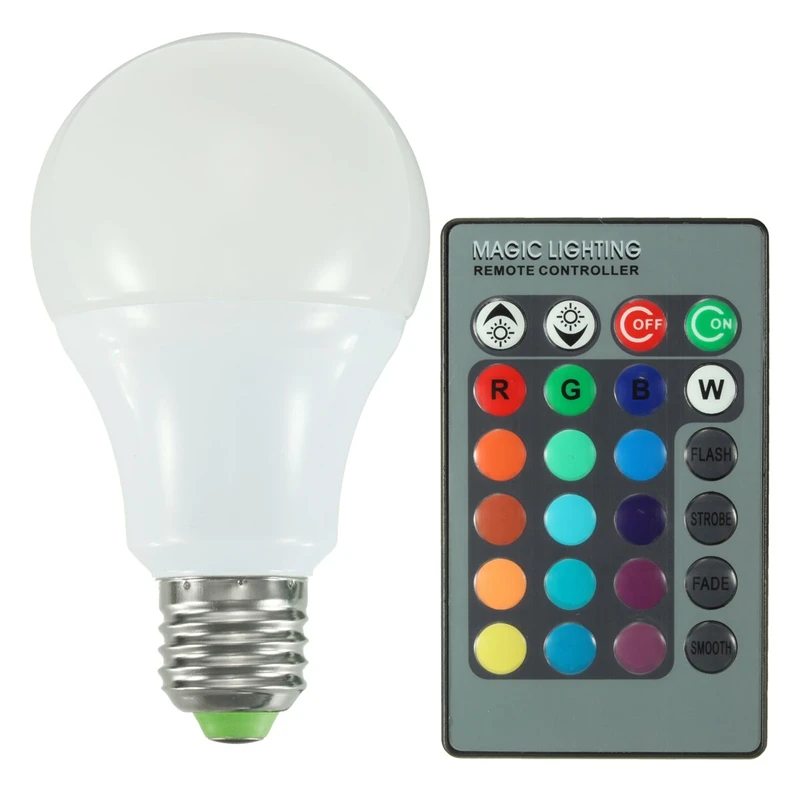 

5W 10W LED Bulb Lamps E27 RGB 16 Color Changing LED Globe Light Lamp Bulb AC85-265V With 24 Keys Remote Control