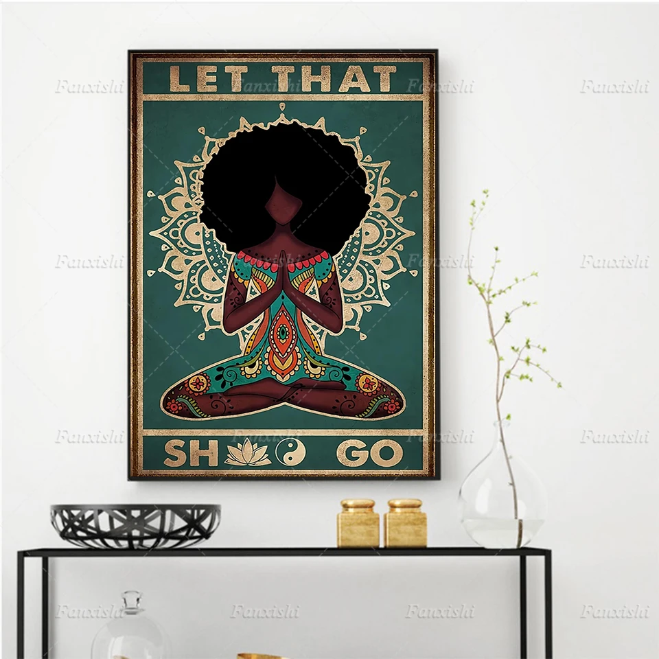 Black Girl Yoga Let That Shit Go Hippie Posters and Prints Retro Wall Art Canvas Painting Modular Picture Home Living Room Decor
Black Girl Yoga Let That Shit Go Hippie Posters and Prints Retro Wall Art Canvas Painting Modular Picture Home Living Room Decor